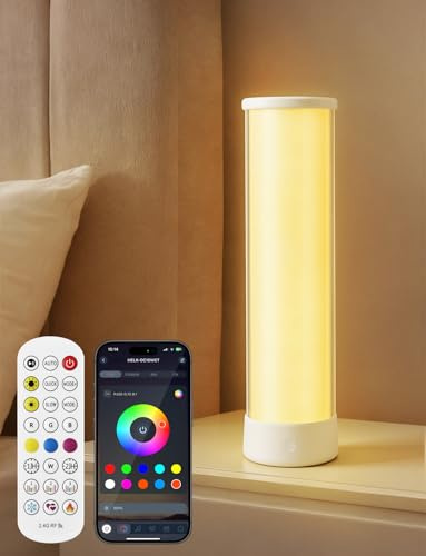 PAIRIER Smart LED Tischlampe, 4000mAh Aufladbar Nachttischlampe | mit Fernbedienung und APP, 16 Millionen Farben, Timer &Musikmodus, Lampe für Deko Schlafzimmer