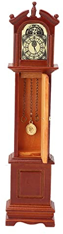Pssopp 1:12 Puppenhaus-Miniatur-Standuhr, Hölzerne Standuhr mit Beweglicher Tür, Ideal für -Rollenspiele und Puppenhaus-Dekoration