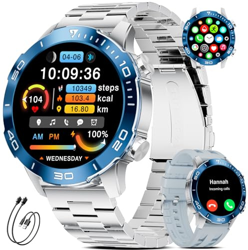 SUNKTA Militär Smartwatch Herren mit Telefonfunktion,1.43'' DIY Display Sportuhr/IP68 Wasserdicht/450mAh Akku Fitnessuhr mit 100+ Sportmodi,24/7 Herzfrequenz/SpO2/Schlafmonitor für iOS/Android