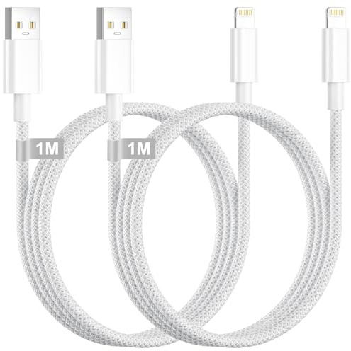 iPhone Ladekabel, Lightning Kabel 1M 2Pack[Apple MFi Zertifiziert], Schnellladekabel iPhone Kabel Nylon Ladekabel iPhone USB Lightning Kabel für iPhone 14 13 12 11 Pro Max/Mini/XS/8/7/6/5/SE,iPad
