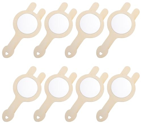 ifundom Holzspiegel Selbstgemacht 8 Stück Kleiner Unfertiger Kinderspiegel Bastelspielzeug für Kreative Personalisierbarer Handspiegel für Kunst und Handwerk