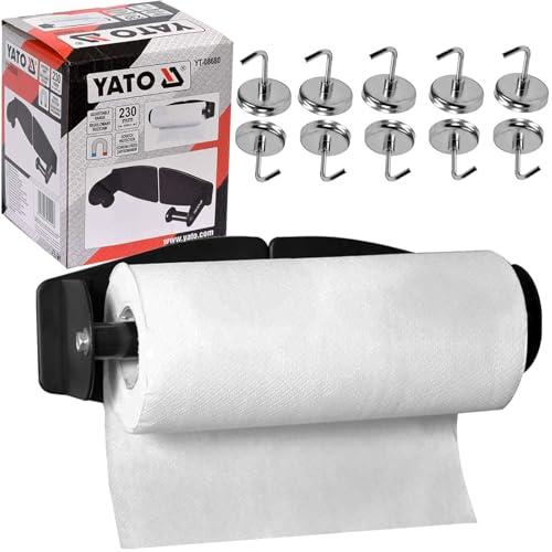 Yato Magnetischer Papierrollenhalter Handtuchhalter + 10x Topfmagnet Haken