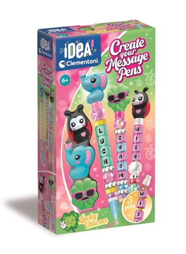 Clementoni Idea – Create Your Message Pens Lucky Charms, Kit créatif pour Enfants 6 Ans et stylos avec Messages Magiques et charmes Porte-Bonheur, 18402