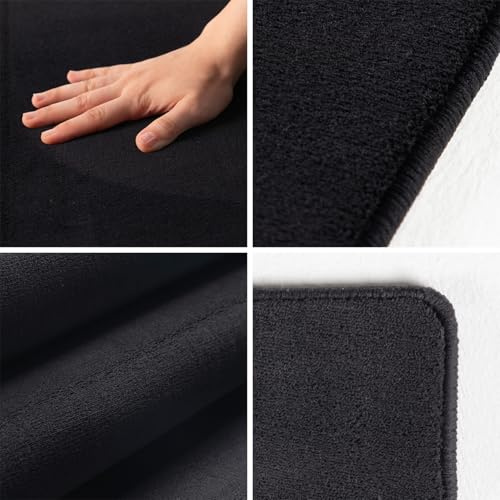 KADIMA DESIGN Moderner Teppich Uni Modern Pflegeleicht Zeitlos Waschbar Schwarz 60x110 cm Esszimmer Wohnzimmer Fußbodenheizung geeignet rutschfest Schadstoffgeprüft Gekettelt Oeko-TEX | Lech
