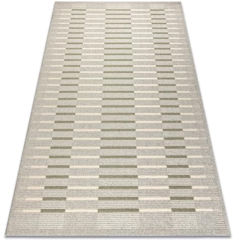 rugsx Wollteppich Flux OSTA Kollektion 461.124.SA400-100% Wolle - modern - Geometrisch, Strukturell, Loft - Oeko-TEX Zertifiziert, grau/grün 135x200 cm