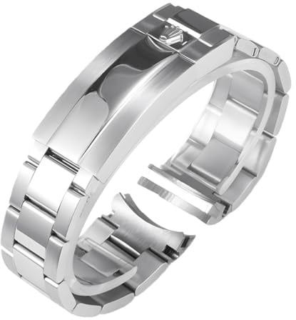 ROUHO Edelstahl Uhrenarmband Metall Ersatzband Oyster Style Gliederarmband 20mm 21mm Rundanstoß für Rolex Submariner