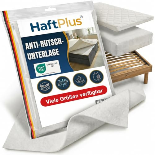 HaftPlus Antirutschmatte Matratze & Topper (160x200 cm) Extrem rutschfeste Unterlage für Boxspringbett & Lattenrost | Atmungsaktiver Matratzenschoner | Oeko-Tex, Waschbar