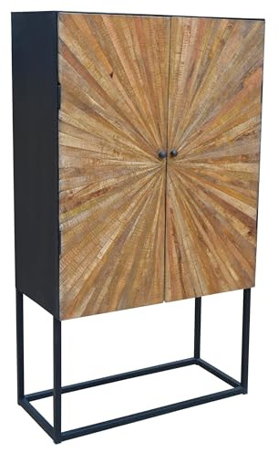 möbelando Highboard Madira aus Mangoholz & Metall – Industrial-Design, 90x160x40 cm, Schwarz, FSC®-Zertifiziert, vormontiert, belastbar bis 150 kg