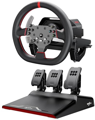 PXN V10 PRO Direct Drive Racing Wheel & Pedals – 3.2Nm Force Feedback, 10.6'', 4 Paddle Shifters, Hall Effect 3-Pedal Set - Gaming Steering Wheel for Xbox Series X|S, Xbox One, PS4 & PC