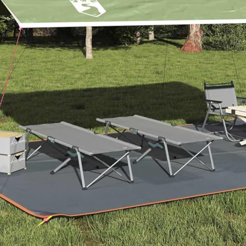 Kaloriko Klapp Campingbett Feldbett 2 Stück Grau 194 x 62,5 x 42,5 cm faltbar stabil tragbar mit Stahlrahmen für Outdoor Garten Strand Festival Komfortables Schlafen