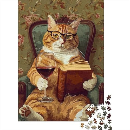 Gato Libro Cristal Puzzle, 1000 unids Juego Interior Adulto | 52x38cm Cartón, Ejercicio Mental, Acabado Superficie Lisa, Amantes Del Arte, Reducción Del Estrés