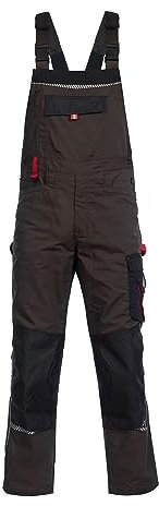 Prisma Salopette De Travail Homme - Salopette Homme Avec Poches Multifonctionnelles, Genoux Renforcés, Taille Élastique, Bretelles Réglables, Éléments Réfléchissants - Marron EU58