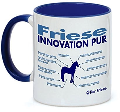 siviwonder Friese Tasse - „Innovation Pur“ Barock Motiv | Kaffeetasse Geschenk für Friesen-Liebhaber, Show & Fahren | Becher für Reiter & Züchter