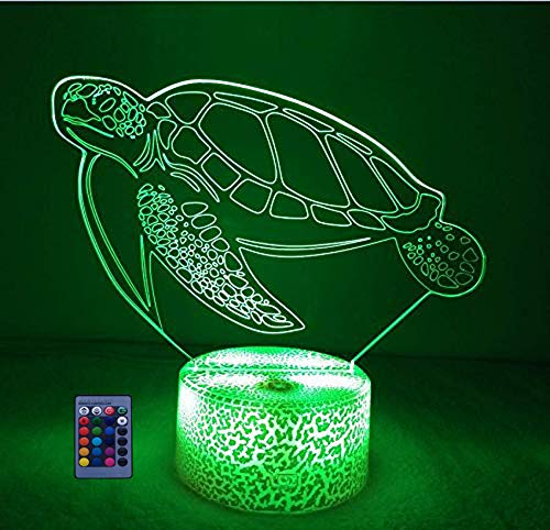 HPBN8 Ltd Kreative Schildkröte Nacht Licht Lampe Fernbedienung USB Power 7/16 Farben 3D LED Lampe Formen Kinder Schlafzimmer Geburtstag Weihnachten Geschenke