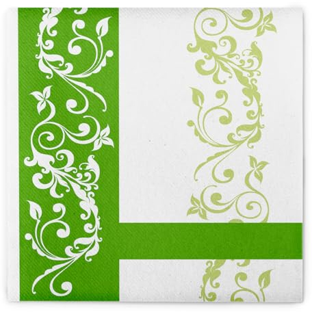 Sovie HORECA Serviette Hochzeit Linclass® Airlaid 40x40 cm Hochzeit 50 Stück grün Verlobung Ring Ornament