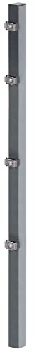 Alberts 677343 Zaunpfosten mit Klemmlasche | feuerverzinkt, anthrazit kunststoffbeschichtet (RAL 7016) | Länge 1500 mm | 60 x 40 mm