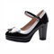 Blockabsatz High Heels Pumps Plateau Lack Mary Jane Damen Schuhe Pumps(Schwarz,41)