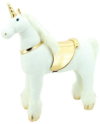 Sweety Toys 11315 Plüsch Stehpferd Einhorn Höhe 110 cm Riesenpferd Robustes, stabiles Reitpferd Stahlunterbau
