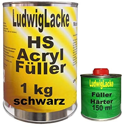 LudwigLacke Grundierung 1,15 kg Acrylfüller SCHWARZ für Autolack Lackierer