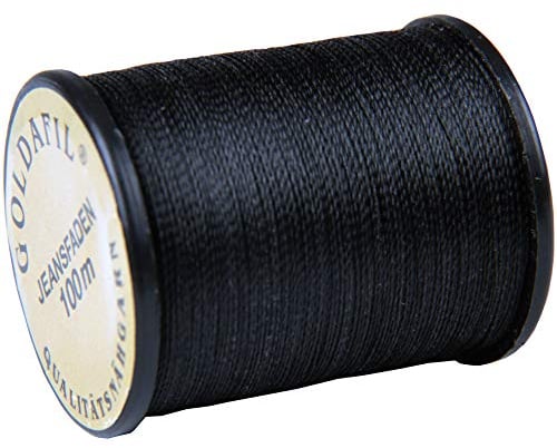 Jeansfaden in Schwarz, 8x 100m Qualitäts - Nähgarn in 210 D/2 - Jeansgarn Denim, 100% Nylon - Reißfestes Garn für die Nähmaschine