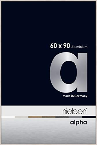 nielsen Bilderrahmen, 60 x 90 cm, Aluminium, Eiche Weiß, Posterrahmen zum Aufhängen im Hoch- & Querformat, Echtglas, Alpha