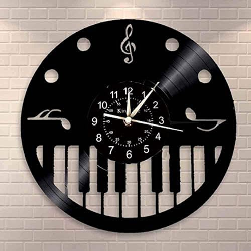 Smotly Vinyl-Wanduhren, Klavier-Themen-Wanduhren und Uhren, kreative Musikliebhaber,A