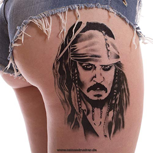 2 x Jack Sparrow XL Tattoo - Fluch der Karibik - Waden- und Arm Tattoo - A002 (2)
