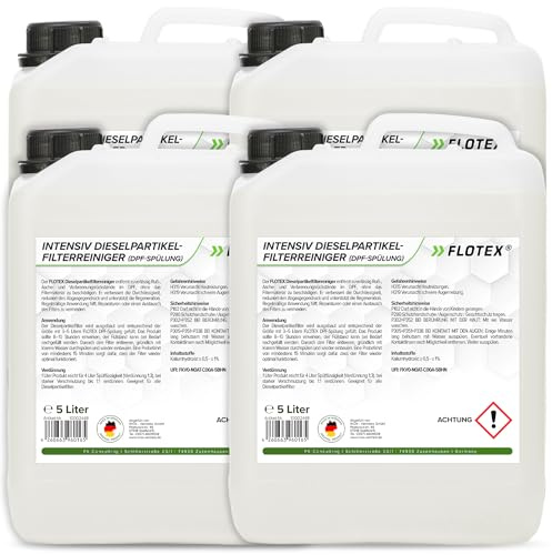 Flotex DPF Reiniger Dieselpartikelfilter 4x5L | Entfernt zuverlässig Ruß, Asche und Verbrennungsrückstände | Partikelfilter Reiniger Diesel verbessert Leistungsfähigkeit des Motors