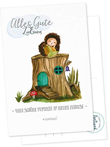 Postkarte - Igel Alles Gute - Zum Einzug Zuhause Einzugsgeschenk Einzugskarte Umzugskarte Glückwunschkarte