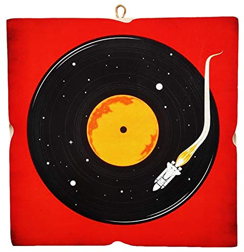 KUSTOM ART Bild im Vintage-Stil, Reproduktion, Vinyl-Schallplatte, Druck auf Holz.