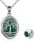 YAFEINI Medaillon-Halskette,Sterling Silber Baum des Lebens Medaillon-Halskette,Perlmutt/Abalone-Muschel Anhänger Schmuck Foto Bilder Medaillon Halskette für Frauen (Malachit)