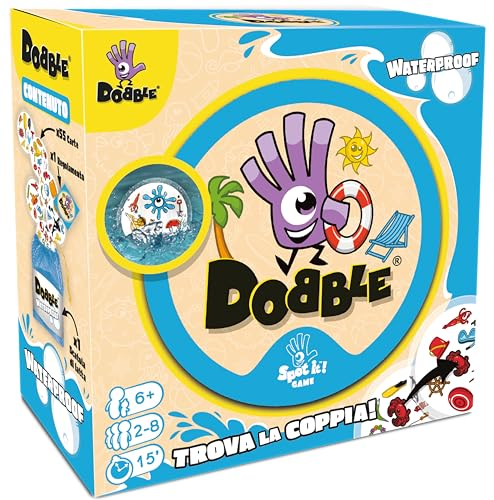 Asmodee - Doble: Waterproof - Divertido Juego de Mesa para Toda la Familia, 2-5 Jugadores, 4+ Años, Edición en Italiano
