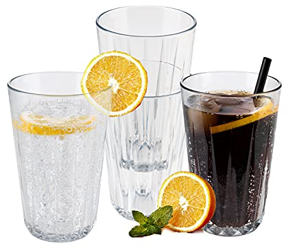 Trinkbecher 300ml 4-er Set, unzerbrechliche Tritan Gläser, Kristallklar