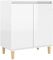 vidaXL Sideboard mit Massivholz-Beinen Kommode Anrichte Schrank Beistellschrank Mehrzweckschrank Standschrank Hochglanz-Weiß 60x35x70cm Holzwerkstoff