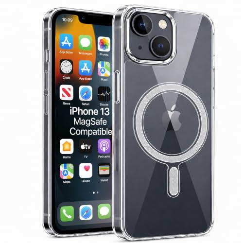 DN-Technology For iPhone 13 Case Clear Magnetic [Compatible with MagSafe] | Non-Yellowing, Shockproof, Protective Anti-Scratch Slim Transparent Phone Cover, 6.1 inch