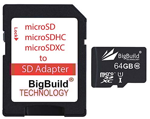 BigBuild Technology 64GB Ultraschnelle 80MB/s microSDXC Speicherkarte Kompatibel mit DJI Air 2S, Combo, Mavic 3, Mavic Air 2, Mini 2 Drohne