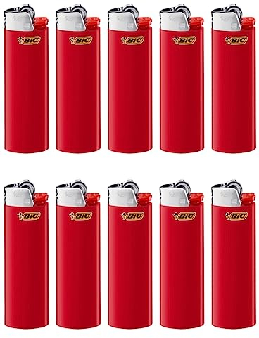 J26 Maxi Original Feuerzeug einfarbig/Gemischt Kindersicherung Ständer Aufsteller (Rot, 10)