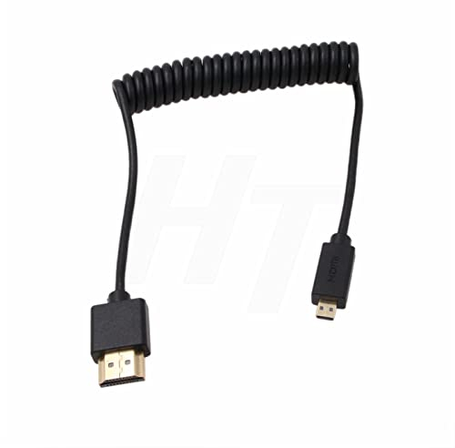 HangTon Micro HDMI auf HDMI 2.0 4K 60Hz Spiralkabel für Sony Canon Panasonic Nikon DSLR Kamera