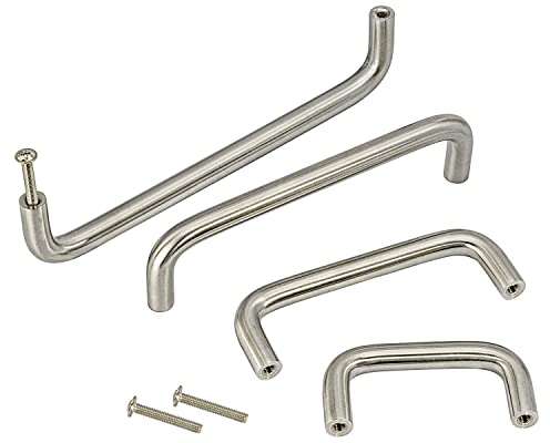 Stahlia Möbelgriffe Edelstahl 96mm Lochabstand (5er Set) Schrankgriffe Bügelgriff Ø 10mm Griffe für Möbel Küche Badmöbel Schränke Kommoden massiv gebürstet