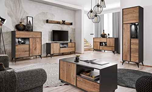 Extreme Furniture Venice Collection | 4 Wohnzimmerschränke mit 1 Wandregal und Couchtisch | Stil Modern