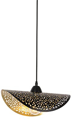 Qazqa - Orientalisch Orientalische Hängelampe I Pendellampe I Pendelleuchte schwarz mit Gold I Messing 35 cm - Japke I Wohnzimmer I Schlafzimmer - Stahl Rund - LED geeignet E27