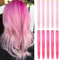 10PCS Haarverlängerungen Perückenstücke Clip in farbigen Haarverlängerungen Bunte Haarstücke Party Highlights Mehrere Farben(Hellrosa und leuchtendes Rosa)