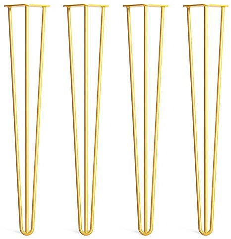 pingping1991 Gold Haarnadel Tischbeine,3-Stange Haarnadelbeine Tischfüße Hairpin Tischfüße Austauschbare Tisch Schrank Möbelbein für Esstisch Couchtisch Schrank Stuhle (60cm(23.6in))