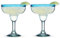 Segunda Vida Primavera Stemmed Margarita Glasses - Blue Rim Margarita Glass Set Made in Mexico - 100% Recycled Glass 10oz Set of 2
