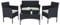Arreditaly Set Di Mobili da Giardino Salotto Salottino in Rattan 4 Posti con Tavolino E Ripiano In Vetro 2 Poltrone e Divano 2 Posti Per Giardino Esterno Piscina Cuscini Sfoderabili (Black)