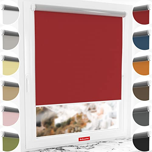Schuette® Verdunkelungsrollo ohne Bohren/mit Bohren 2in1 ● Thermo Rollo Kollektion: Candy Cherry (Rot) ● 100 x 130 cm (Breite x Höhe) ● Suprafix Klemmrollo = Klemmfix 2.0 ● 60s Montage mit Video