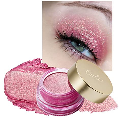 Oulac Glitzer Lidschatten Rosa| Hochpigmentierter Creme-Lidschatten| Wasserfest & Langlebig| Metallisch schimmernde Finish| Verblendbar & Faltenfreies Augen-Makeup|Vegan |06g (10)