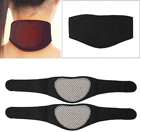 Selbstheizend Nackenbandage, Magnete Nackenbandage, 2 Stück Selbstwärmende Nackenwickel Magnetische Therapie Nackenbandagen Wunden lindernde schwarze Wraps für Nackenschmerzen(schwarz)
