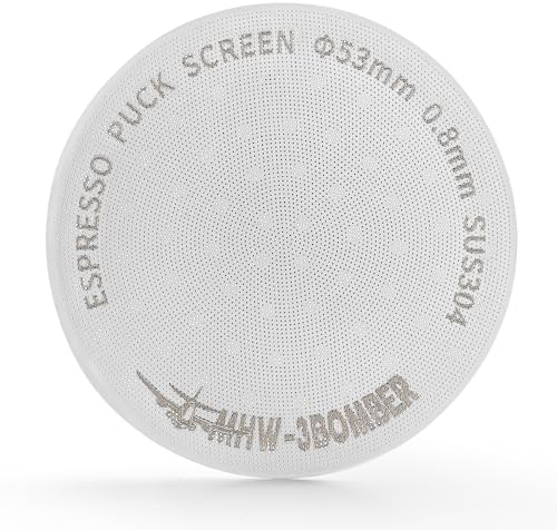 MHW-3BOMBER Écran à Puck 54mm, 0,8mm d'épaisseur, Filtre en acier inoxydable 180μm pour Porte-filtre Espresso 54mm, Accessoires Barista, Écran à Puck pour Espresso, Modèle FG5591M-OS