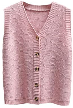 Alloaone Gilet Cardigan Ample en Laine Tricoté À Col en V pour Femme